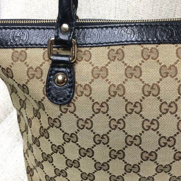 Authentic Gucci brown monogram canvas tote bag - Picture 6 of 16